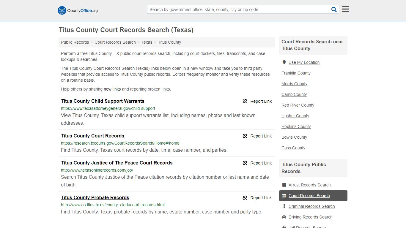 Titus County Court Records Search (Texas) - County Office
