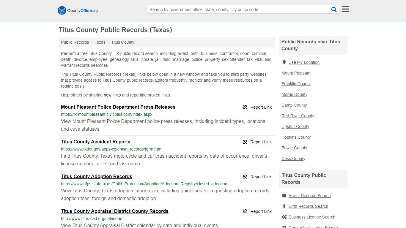 Titus County Public Records (Texas) - County Office