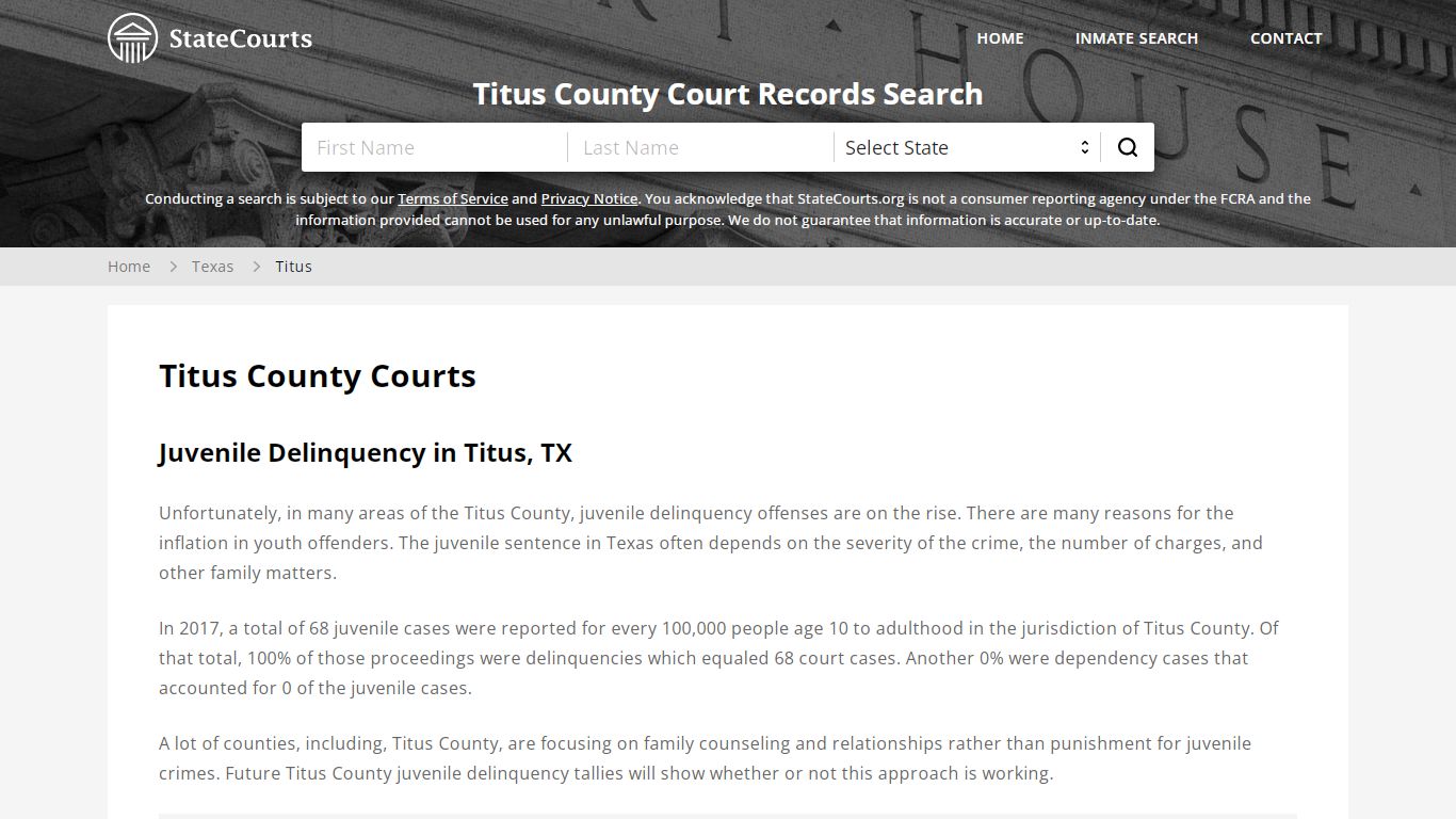 Titus County, TX Courts - Records & Cases - StateCourts