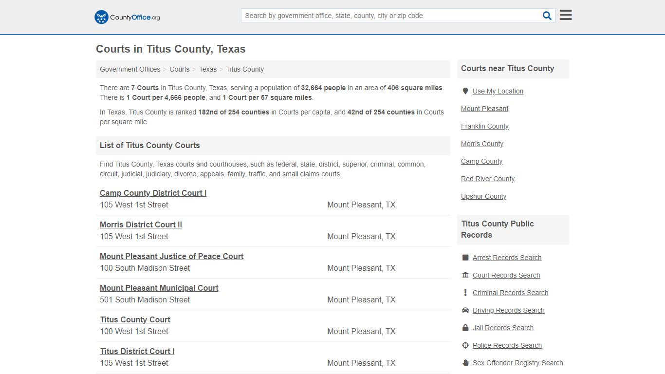 Courts - Titus County, TX (Court Records & Calendars)