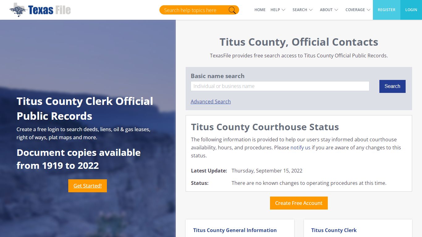 Titus County Clerk Official Public Records | TexasFile
