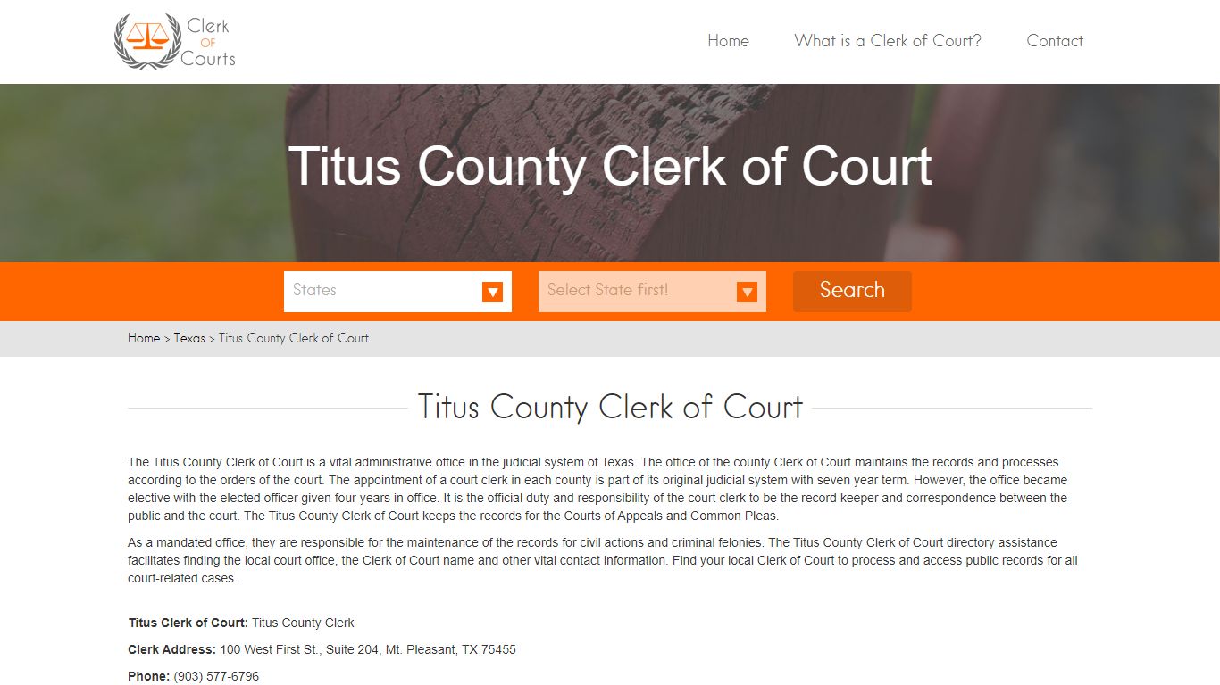 Find Your Titus County Clerk of Courts in TX - clerk-of-courts.com