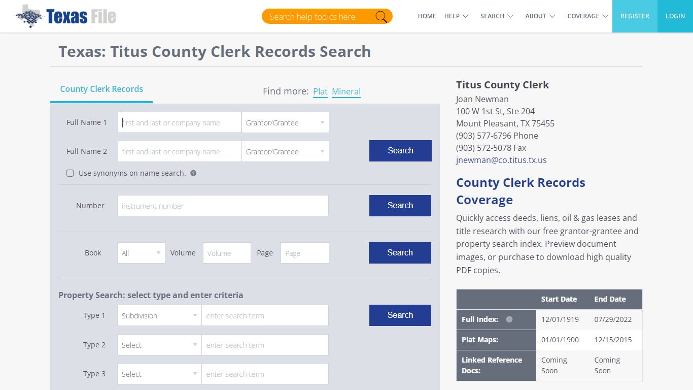 Titus County Clerk Records Search | TexasFile
